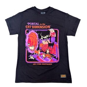 Steven Rhodes Portal To The Cat Dimension Cotton Tee Shirt Black Size Small NEW